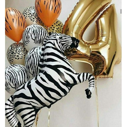 Сет из шаров Сафари с Зеброй и Цифрой