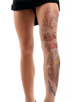 Колготки с цветным принтом в виде гейши (Размер: S-M-L) (Цвет: бежевый)