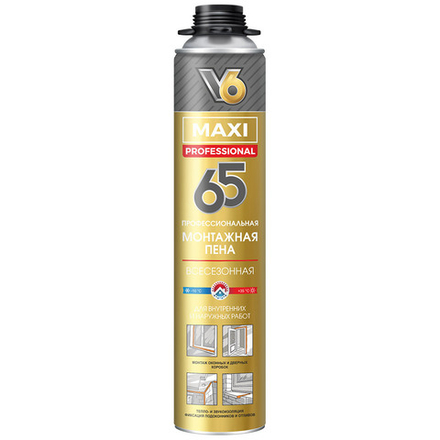 V6  Пена монтажная проф. 65 MAXI всесезонная 800г (KIM TEC)