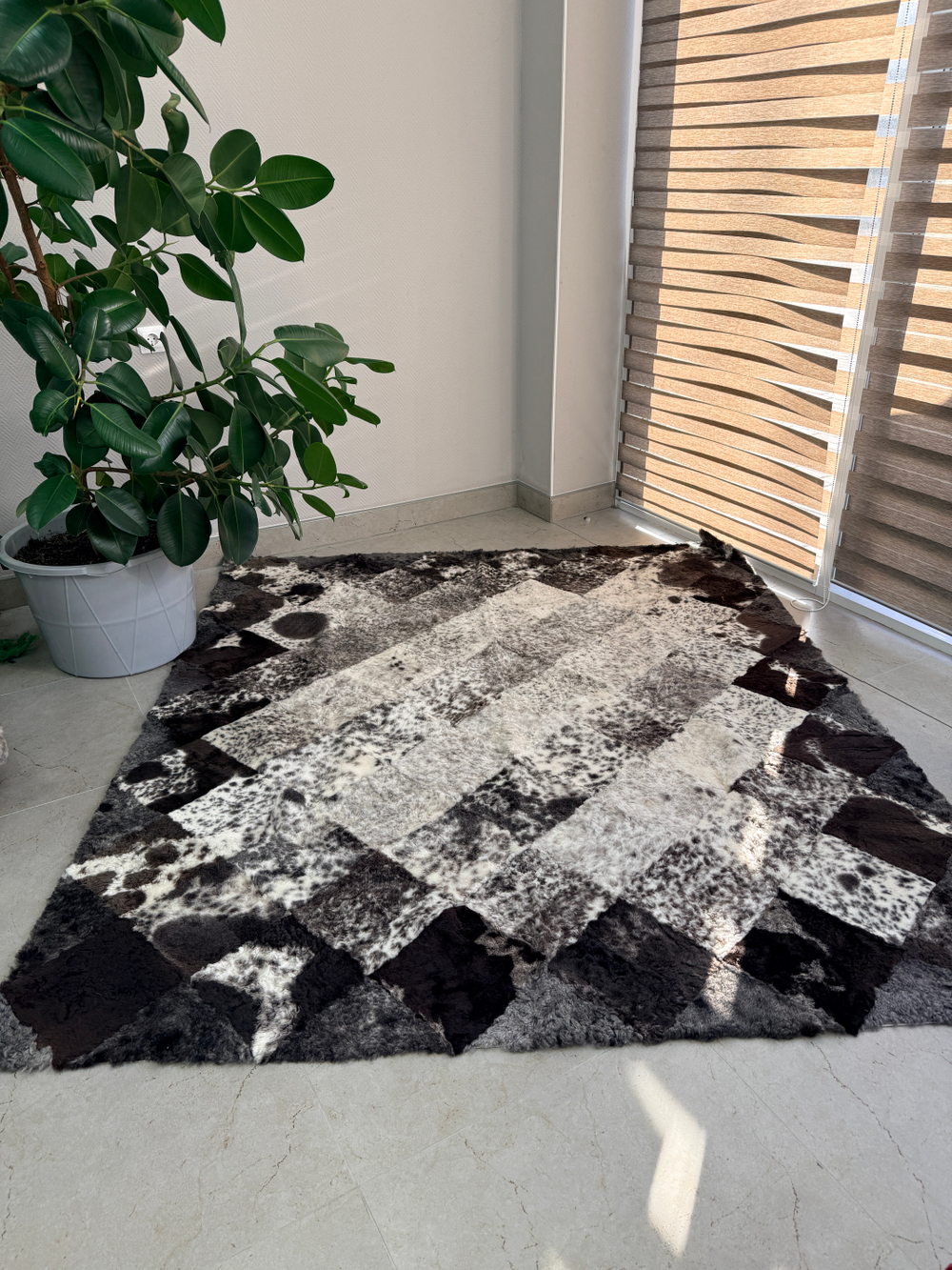 Ковер прямоугольный натуральный мех овчина, 220 х 200 см.