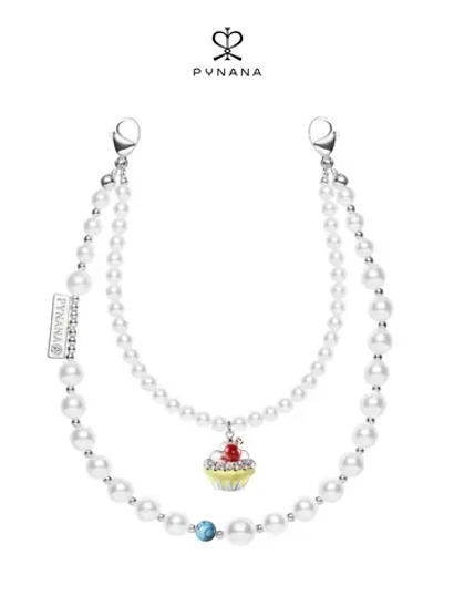 Цепочка для телефона Cherry Bubble цирконий, эмаль, бирюза