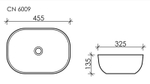 Умывальник чаша накладная прямоугольная Element 455x325x135мм