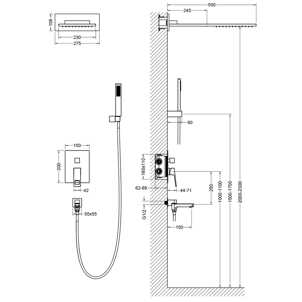 Душевой комплект Timo Briana SX-7119/03SM черный