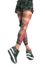 Колготки с имитацией принтованных гетр (Размер: S-M-L) (Цвет: бежевый)