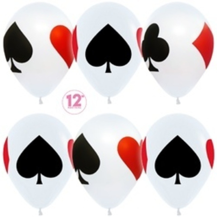 Шар (12"/30 см) Карточные масти, Белый (005), пастель, 4 ст 50 шт.