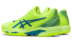 Женские теннисные кроссовки Asics Solution Speed FF 2 Clay - hazard green/reborn blue