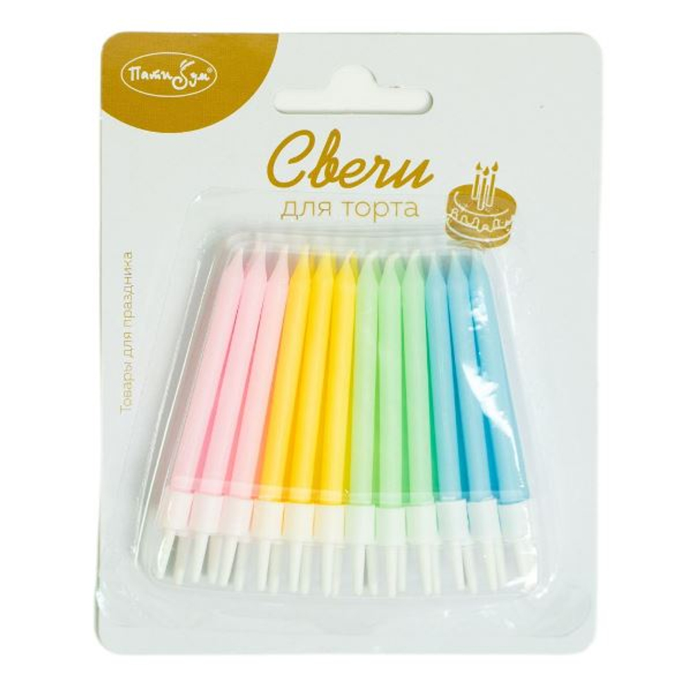 Свечи-мини Macaroons 24шт с держателями 6см