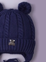 Шапка детская вязаная демисезонная на завязках