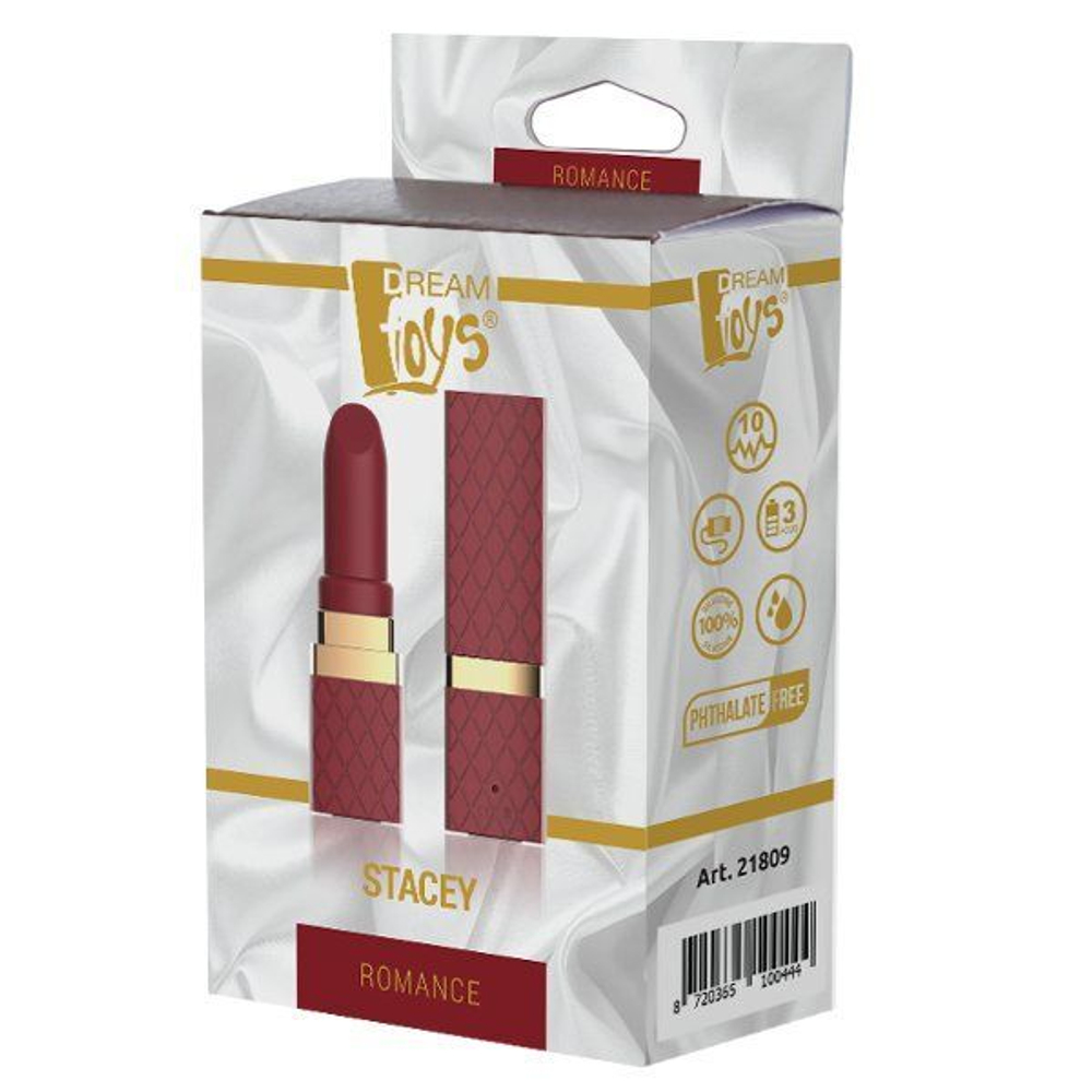 Бордовый вибратор-помада Stacey (Цвет: бордовый)