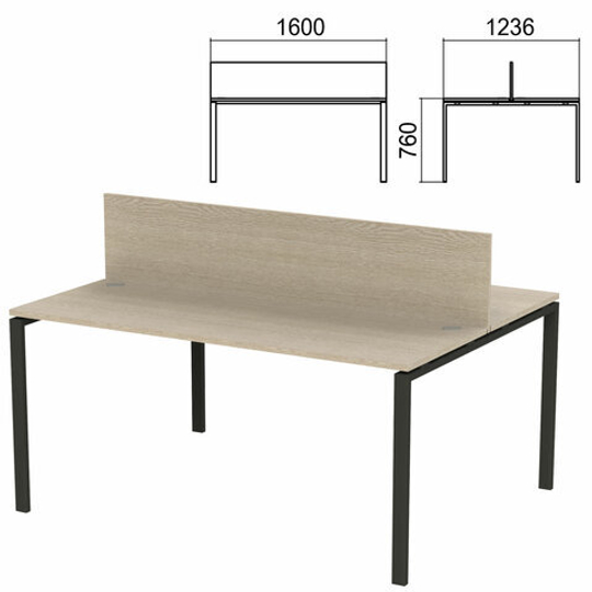 Стол письменный 2-МЕСТНЫЙ на металлокаркасе "Арго", 1600х1236х760, ясень шимо (КОМПЛЕКТ)