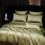 КПБ Однотонный Сатин Премиум на резинке OCPR009, 2 спальный, 4 наволочки, простынь 140*200*30