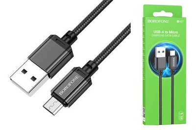 Borofone BX87 USB (m)-microUSB (m) 1м 2.4A нейлон черный