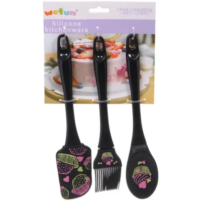 Набор кулинарный (лопатка 24*5,3см+кисточка 22,2*4см+ложка 24*4,8см) «Cupcake time»