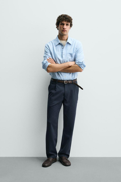 ZARA БРЮКИ STRAIGHT FIT КОМФОРТ, МОРСКОЙ СИНИЙ