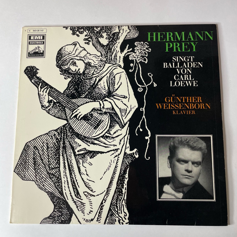 Винтажная виниловая пластинка LP Герман Оскар Карл Бруно Прей Hermann Prey, Carl Loewe, Gunther Weissenbor, Hermann Prey Singt Balladen Von Carl Loewe (Германия 1966)