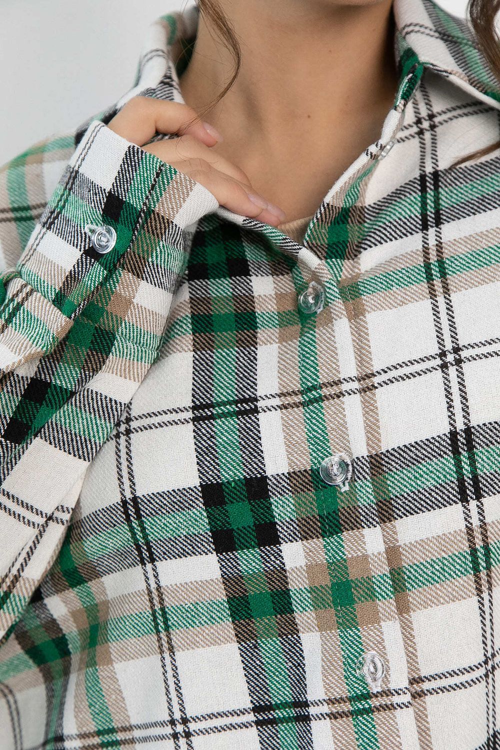 Рубашка оверсайз Дарика (бело-зеленая) Б14263-30М LT Collection