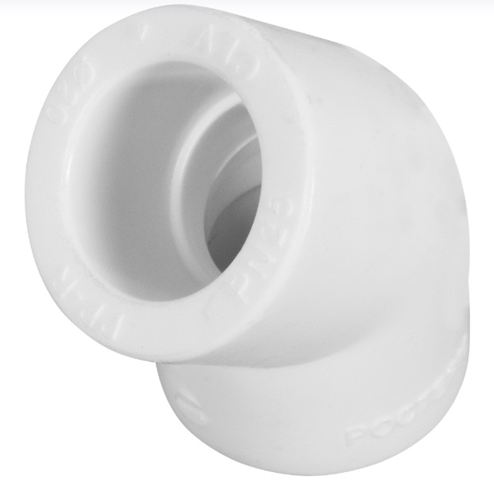 Угольник полипропиленовый соединительный под пайку 45° PN25 d20мм