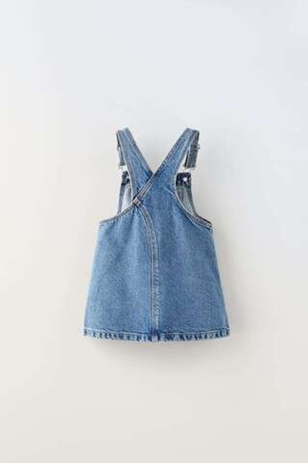 ZARA ОДНОТОННЫЙ ДЖИНСОВЫЙ САРАФАН, СИНИЙ
