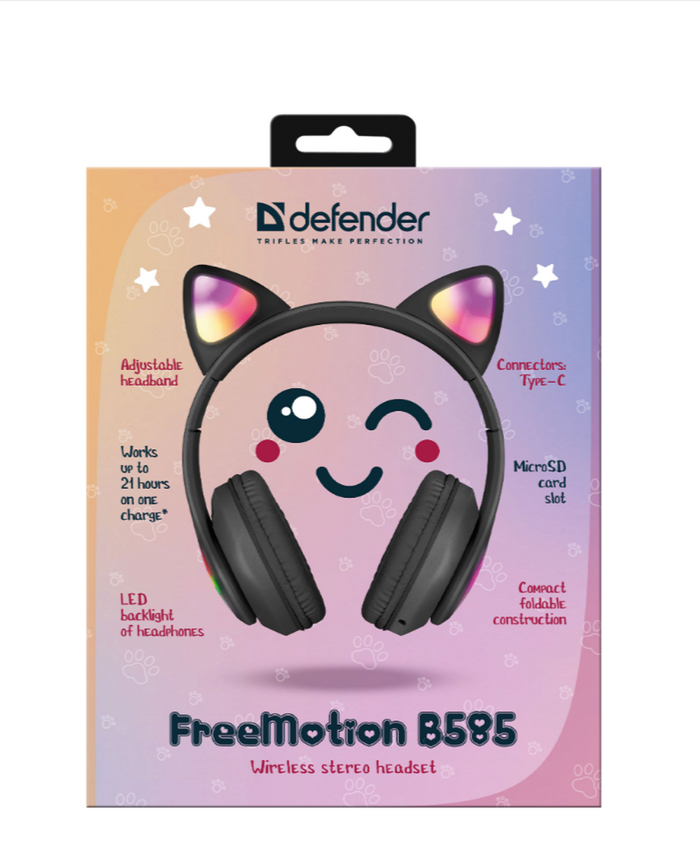 Наушники беспроводные +MicroSD Defender FreeMotion B585