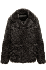 Двусторонняя чёрно-серая шуба-дублёнка