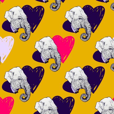 Слоны и сердечки