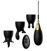 Черное виброяйцо с 3 сменными насадками и пультом ДУ Egg-Citement (Цвет: черный)