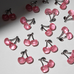 Подвеска "Розовые вишенки", 31*29мм, родирование, акрил