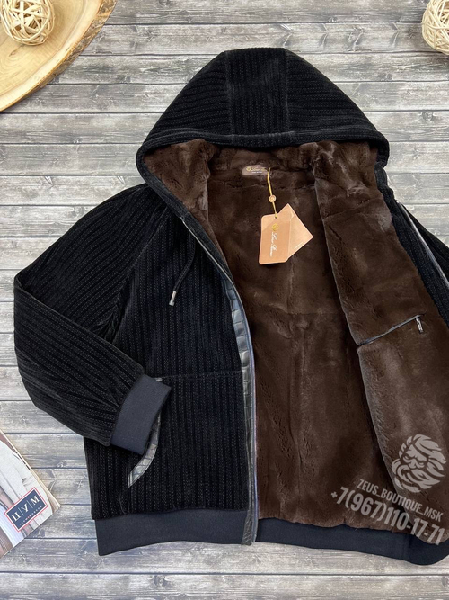 Куртка с мехом Loro Piana со вставками кожи крокодила