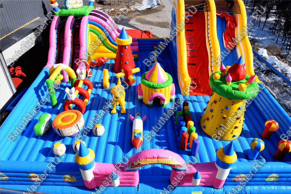 Большая площадка с высокой горкой "Дино-городок", 15*15*6 м