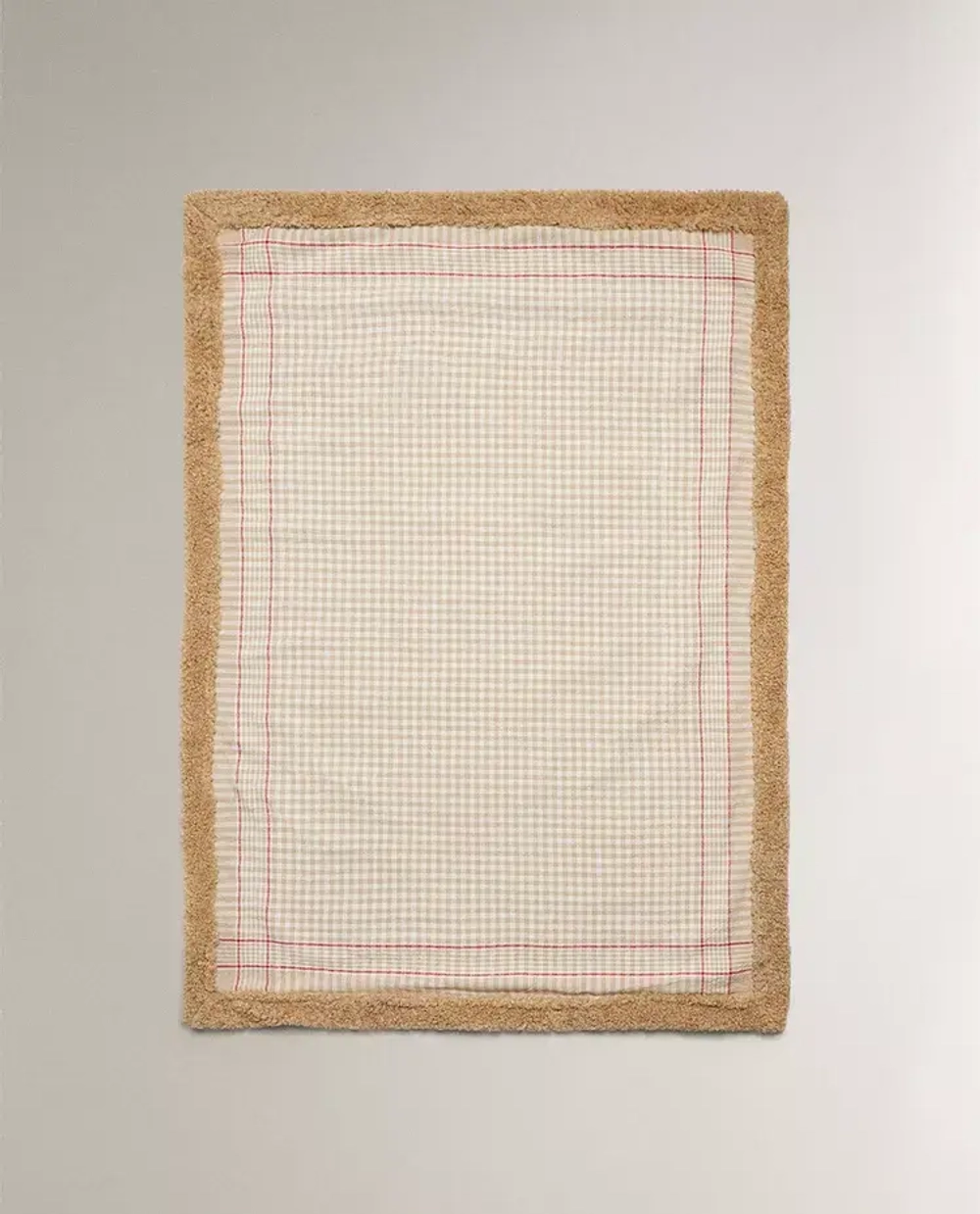 ZARA HOME ДВУСТОРОННИЙ ПЛЕД ДЛЯ ДОМАШНИХ ЖИВОТНЫХ В КЛЕТКУ, СВЕТЛО-БЕЖЕВЫЙ