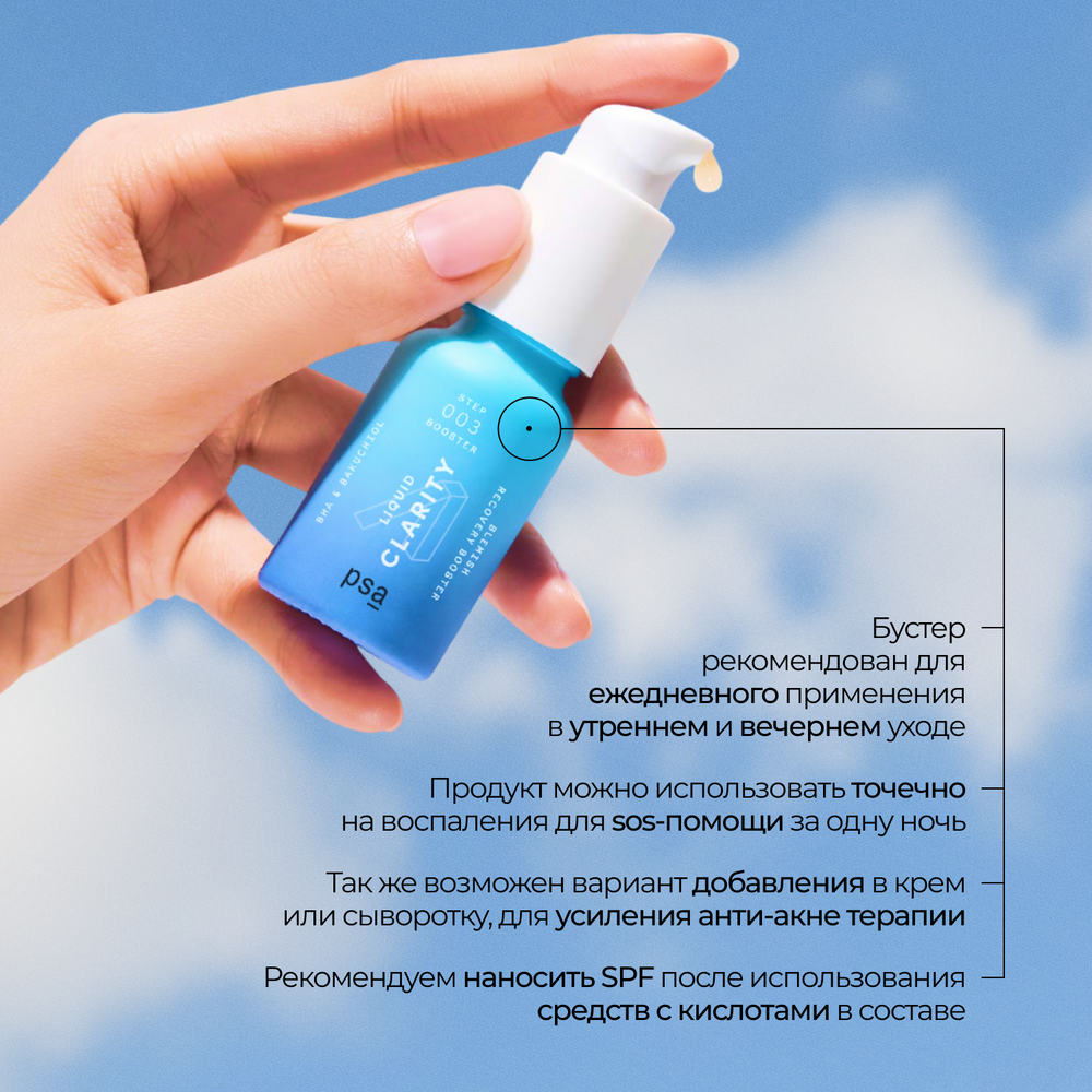 PSA LIQUID CLARITY BHA & Bakuchiol Blemish Recovery Booster Обновляющий бустер с салициловой кислотой и бакучиолом, 15 мл