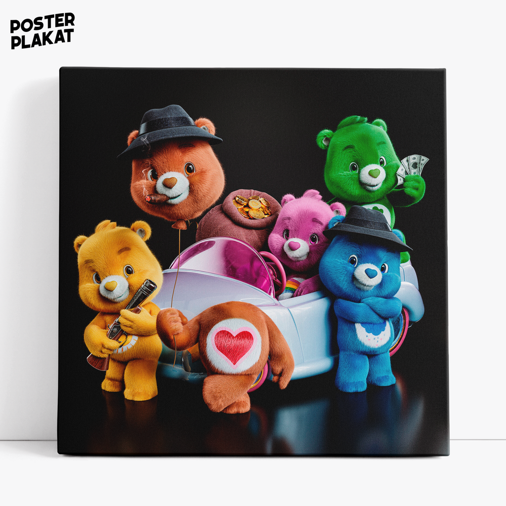 Картина для интерьера Заботливые мишки / Care Bears на холсте, персонажи мультфильма, холст с печатью на подрамнике, на стену, Постер Плакат