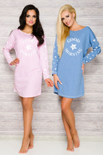 Свободная сорочка Nadia со звездами на рукавах (Размер: L) (Цвет: нежно-розовый)