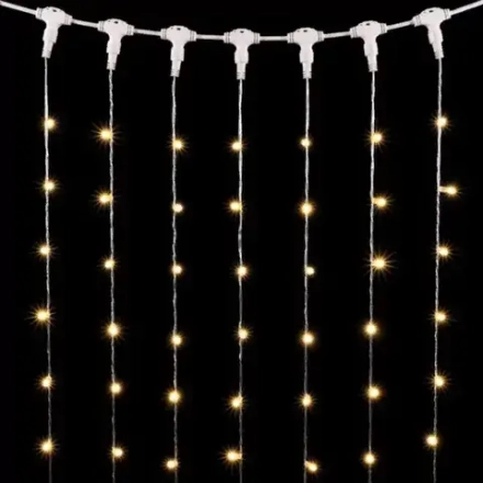 Светодиодный занавес с колпачком 1*6 м., 600 теплых белых LED ламп, прозрачный провод ПВХ, IP65, LTC (PCL601CAP-10-2WW)