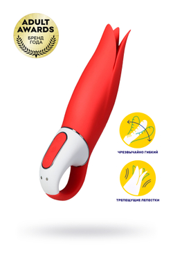Нереалистичный вибратор Satisfyer Vibes Power Flower, силикон, красный, 18,8 см.