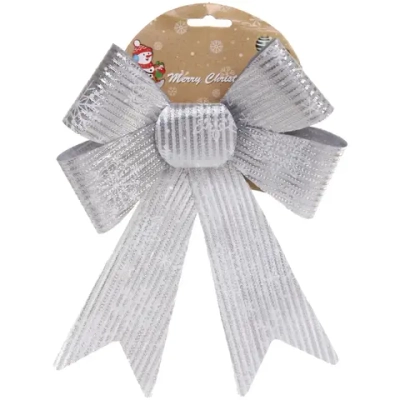 Бант на ёлку «Снежинка» 27*22 см, Серебро