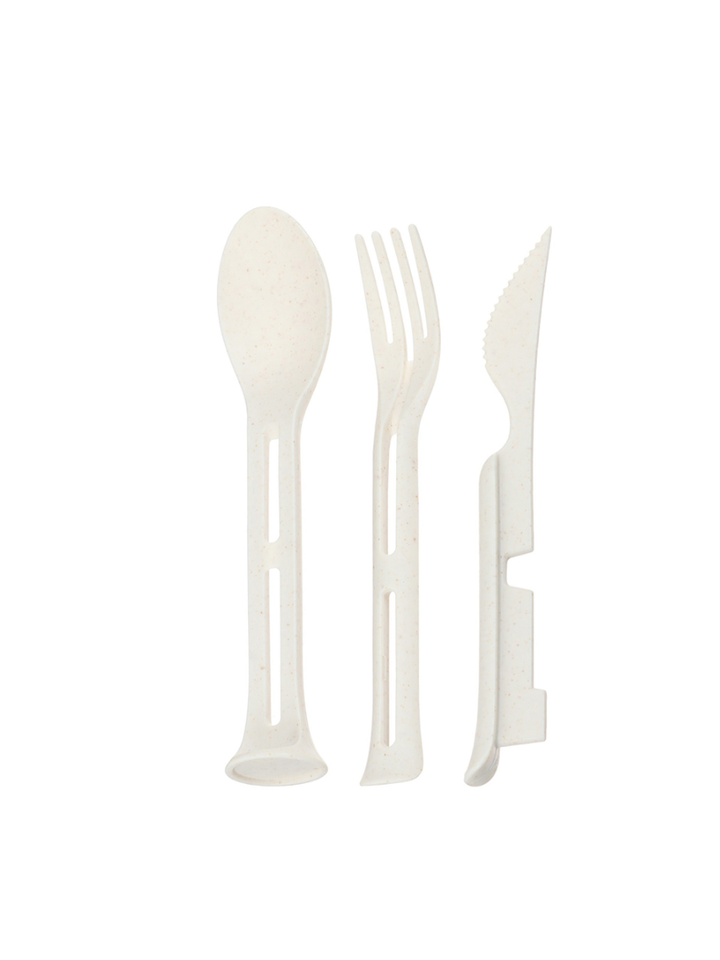 Набор столовых приборов (ложка, вилка,нож) пластик бежевый 9849201