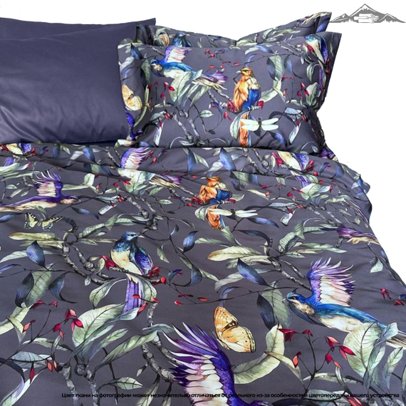 Мако-сатин 60s "Райские птицы" на темном | ш.250 см | 120 г/м² | хлопок-100%