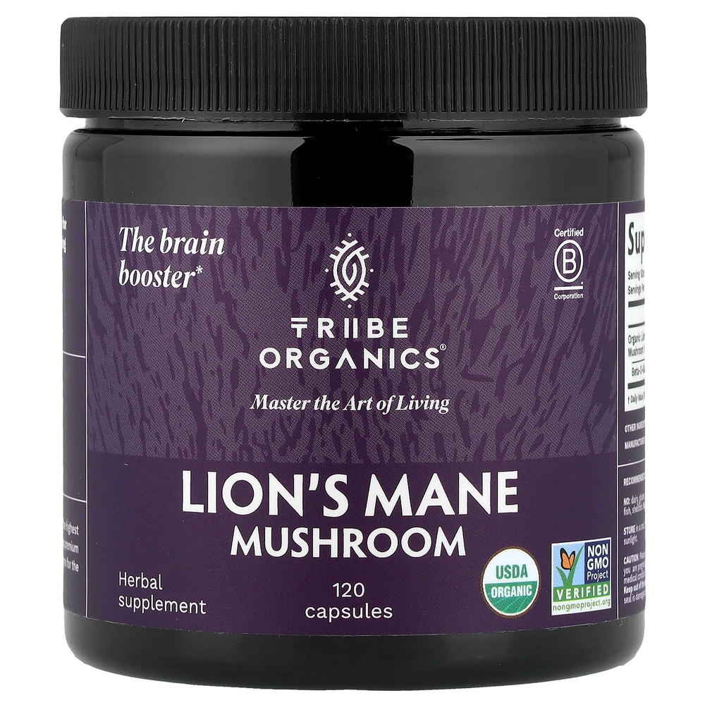 Tribe Organics, Гриб львиная грива, 120 капсул
