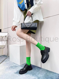 Черные кожаные лоферы женские Louis Vuitton (Луи Виттон) люкс класса