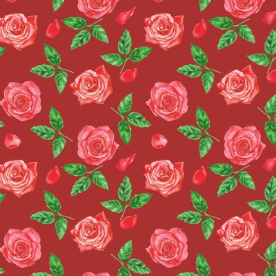 Красные розы с листиками и лепестки