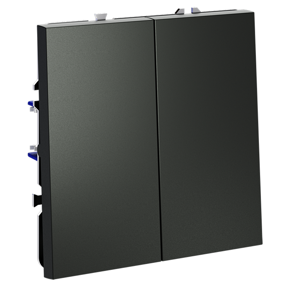 Выключатель с самовозвратом встраиваемый VOLTUM S70 двухклавишный 10А, (титан)