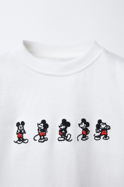 ZARA ФУТБОЛКА С ВЫШИВКОЙ «МИККИ МАУС» © DISNEY, БЕЛЫЙ