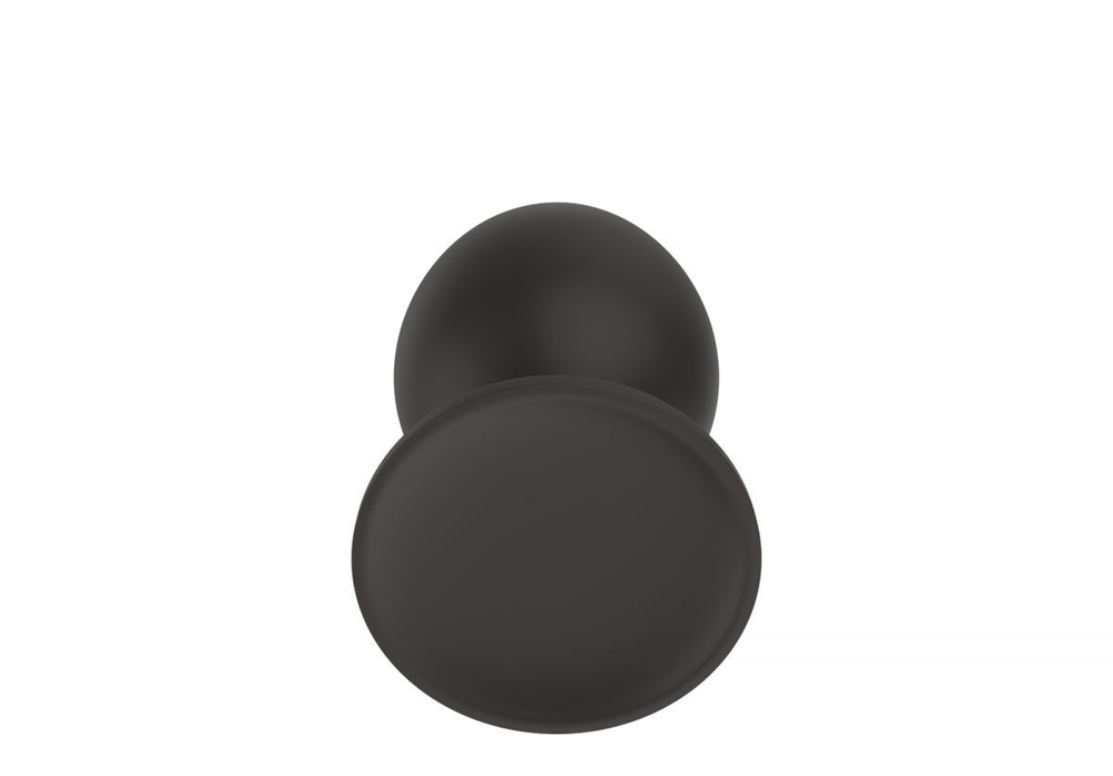 Черная средняя силиконовая анальная пробка с ребрышками на кончике (Цвет: черный)