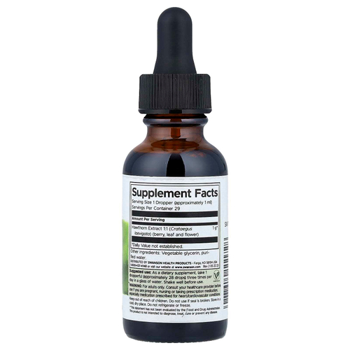 Swanson, Жидкий экстракт ягод боярышника, без спирта и сахара, 29,6 мл (1 жидк. унц.)