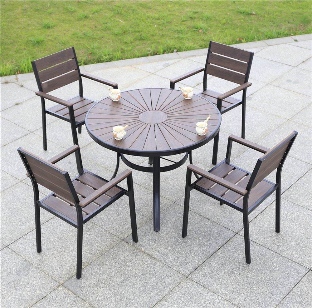 Алюминиевый круглый стол D105 ПОЛИВУД-2 «POLYWOOD-2» цвет каштан арт.1023