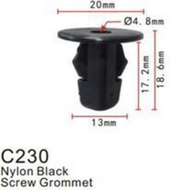 Клипса для крепления внутренней обшивки а/м Тойота пластиковая (100шт/уп.) Forsage клипса C0230(Toyota)