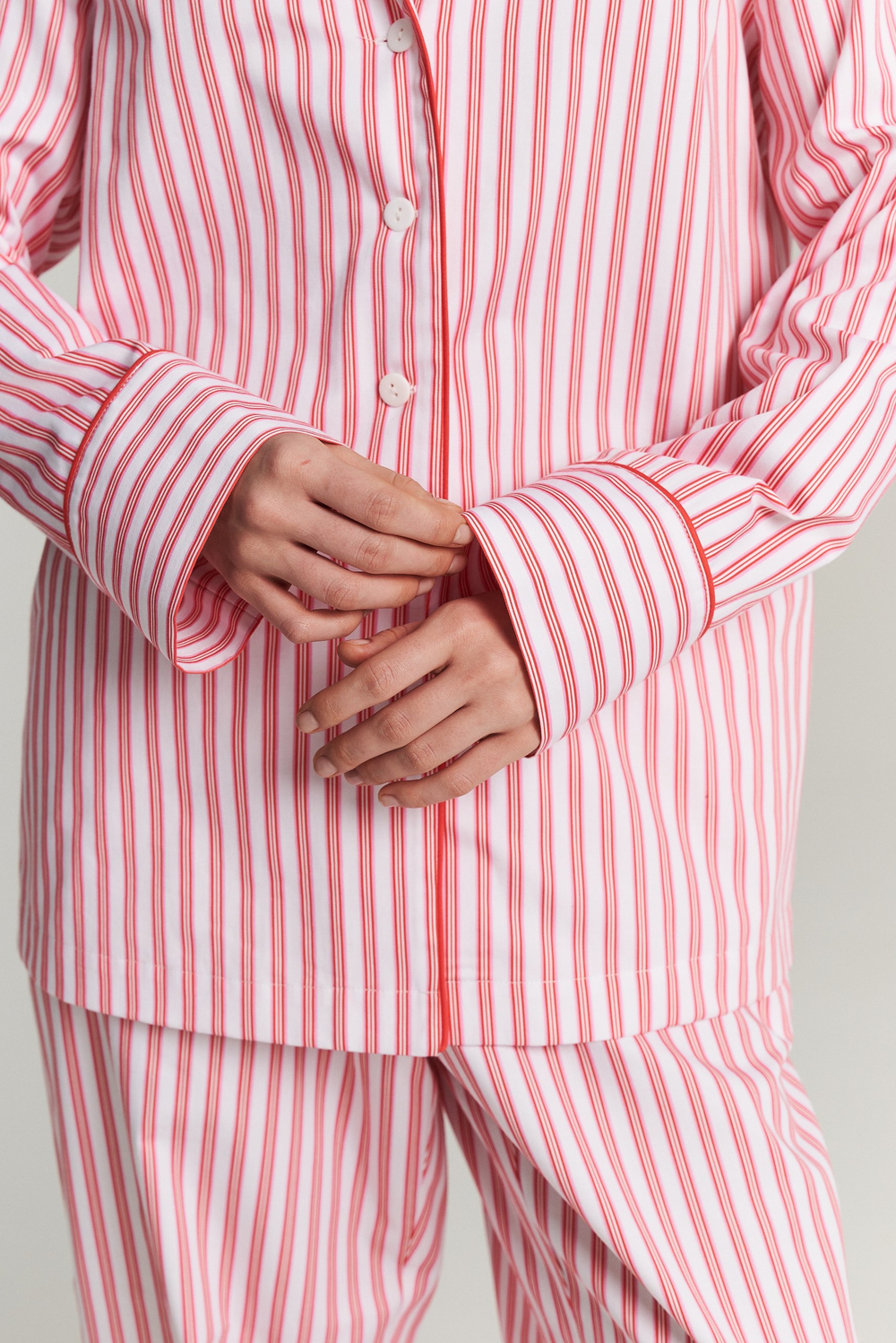 Рубашка с кантом из сатина в полоску