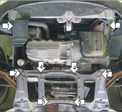 Усиленная защита Motodor картера двигателя, кпп. 2 мм, сталь. для Chrysler Voyager IV 2000-2008,Chrysler Town & Country 2000-2007,Dodge Caravan IV 2000-2007 арт.00306
