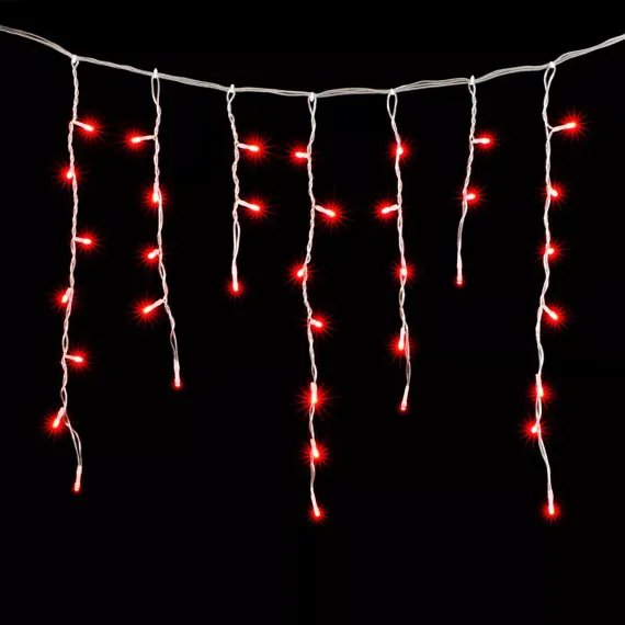 Светодиодная бахрома мерцающая 3,1*0,5 м, 220V., 150 красных LED ламп, соединяемая, прозрачный ПВХ, Beauty Led (PIL150BL-10-2R)